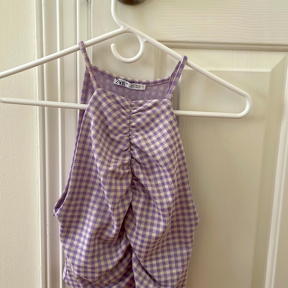Adorable Zara purple lilac crop top checkered